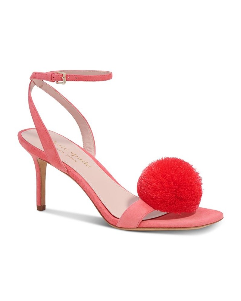 Women's Amour Pom Pom Ankle-Strap Dress Sandals Pink $92.88 Shoes