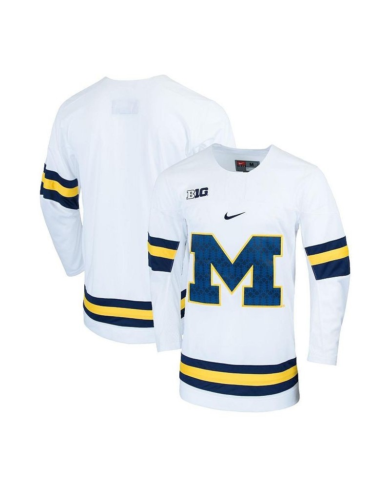 Men's White Michigan Wolverines Replica College Hockey Jersey $68.60 Jersey