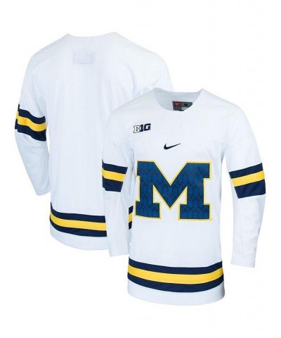 Men's White Michigan Wolverines Replica College Hockey Jersey $68.60 Jersey