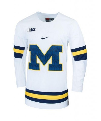 Men's White Michigan Wolverines Replica College Hockey Jersey $68.60 Jersey