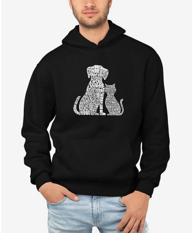 Men's Word Art Dogs and Cats Hooded Sweatshirt Black $27.60 Sweatshirt