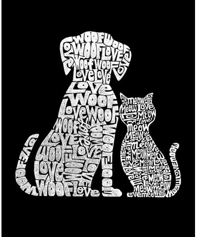 Men's Word Art Dogs and Cats Hooded Sweatshirt Black $27.60 Sweatshirt