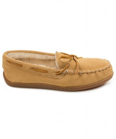 Men's Pile Lined Hard Sole Extended Sizes Slippers Brown $28.68 Shoes