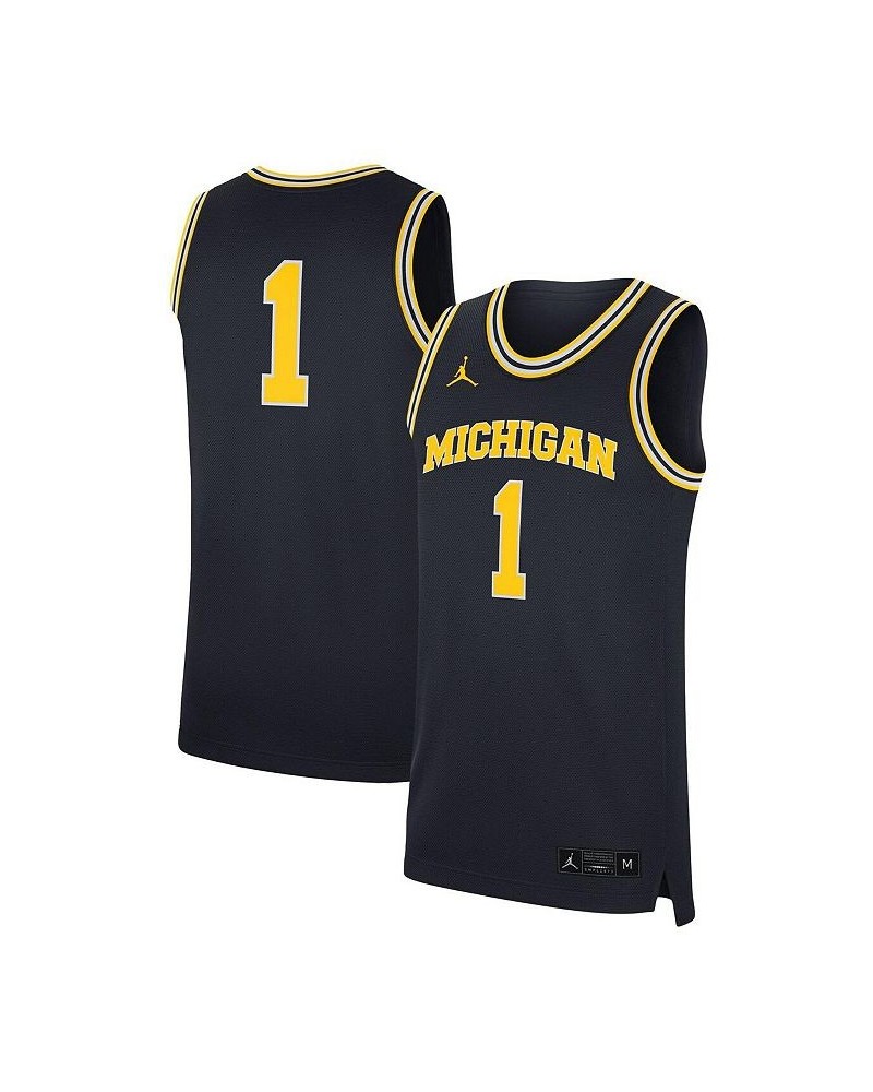 Men's Brand 1 Navy Michigan Wolverines Replica Jersey $38.25 Jersey