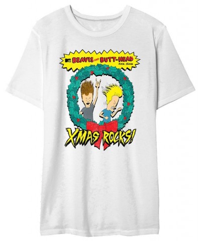 Beavis Butthead Wreath Men's Graphic T-Shirt White $17.50 T-Shirts