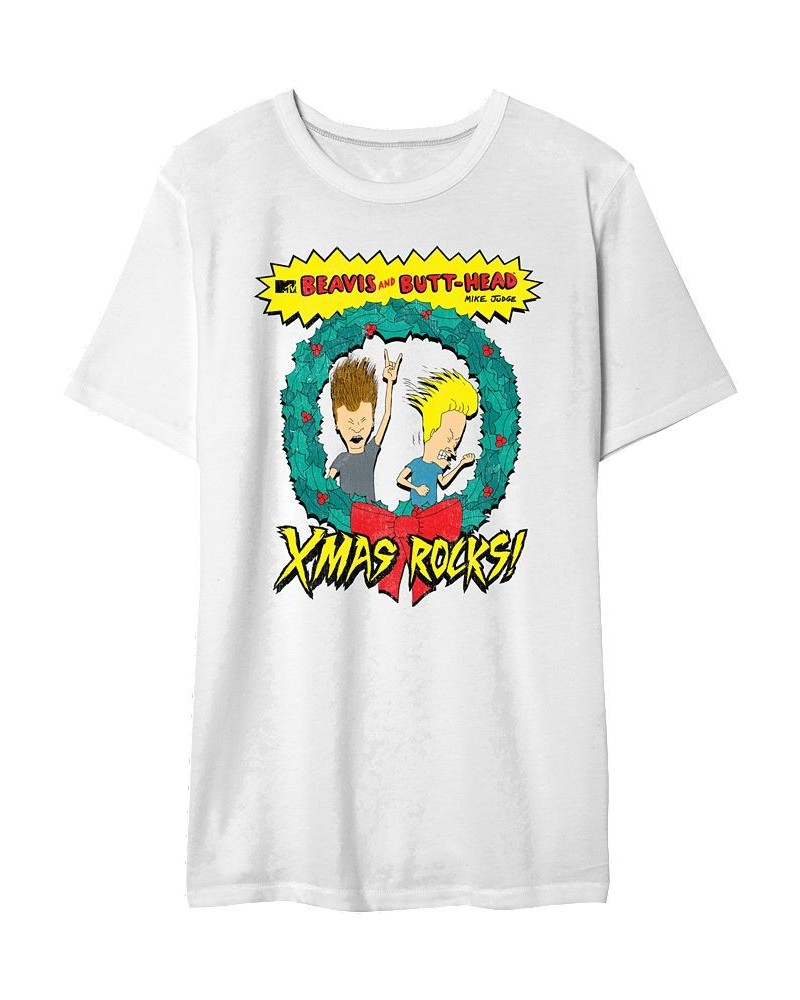 Beavis Butthead Wreath Men's Graphic T-Shirt White $17.50 T-Shirts