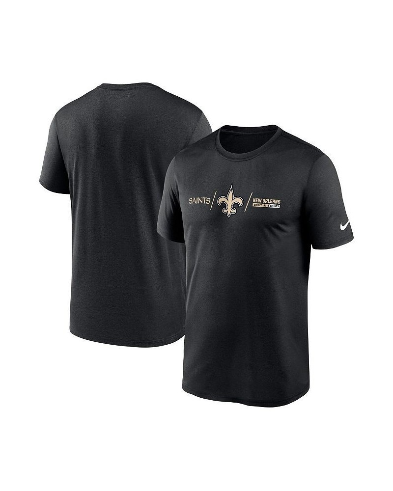 Men's Black New Orleans Saints Horizontal Lockup Legend T-shirt $16.00 T-Shirts