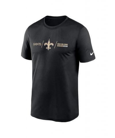 Men's Black New Orleans Saints Horizontal Lockup Legend T-shirt $16.00 T-Shirts