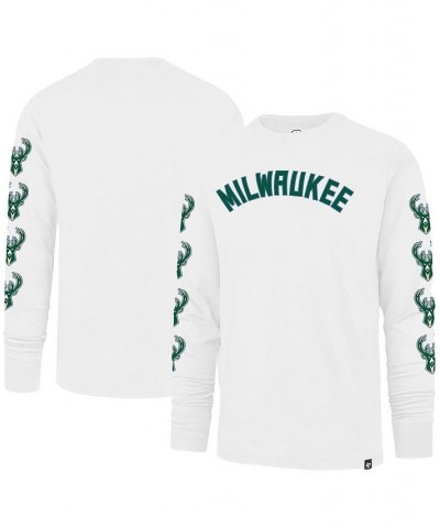 Men's White Milwaukee Bucks City Edition Downtown Franklin Long Sleeve T-shirt $25.60 T-Shirts