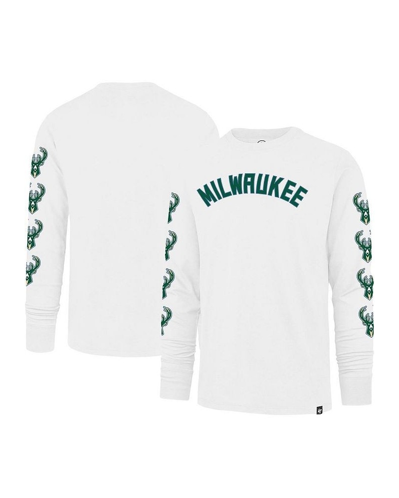 Men's White Milwaukee Bucks City Edition Downtown Franklin Long Sleeve T-shirt $25.60 T-Shirts