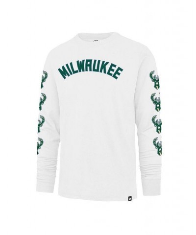 Men's White Milwaukee Bucks City Edition Downtown Franklin Long Sleeve T-shirt $25.60 T-Shirts