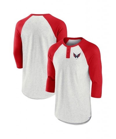 Men's Branded Ash, Red Washington Capitals True Classics Better Believe Raglan Henley Three-Quarter Sleeve T-shirt $23.31 T-S...