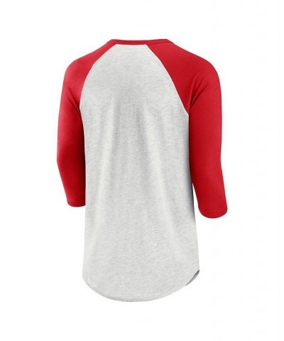 Men's Branded Ash, Red Washington Capitals True Classics Better Believe Raglan Henley Three-Quarter Sleeve T-shirt $23.31 T-S...