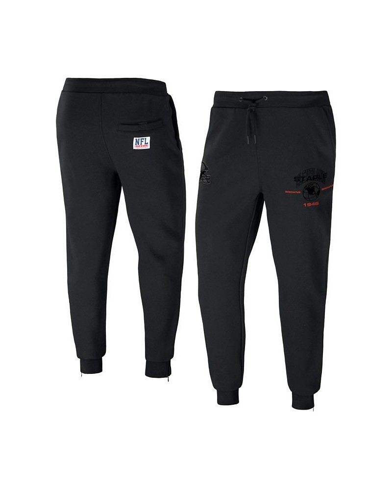 Men's NFL X Staple Black Cleveland Browns Embroidered Fundementals Globe Fleece Pant $27.90 Pants