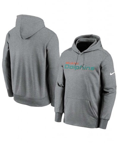 Men's Big and Tall Heathered Charcoal Miami Dolphins Fan Gear Wordmark Performance Pullover Hoodie $31.68 Sweatshirt