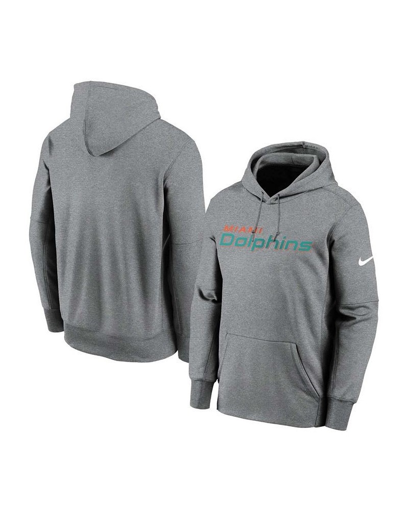 Men's Big and Tall Heathered Charcoal Miami Dolphins Fan Gear Wordmark Performance Pullover Hoodie $31.68 Sweatshirt