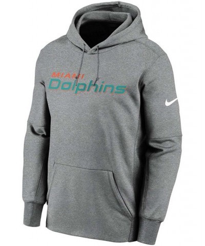 Men's Big and Tall Heathered Charcoal Miami Dolphins Fan Gear Wordmark Performance Pullover Hoodie $31.68 Sweatshirt