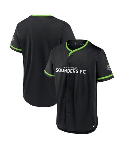 Men's Black, Rave Green Seattle Sounders FC Ultimate Player Baseball Jersey $33.60 Jersey