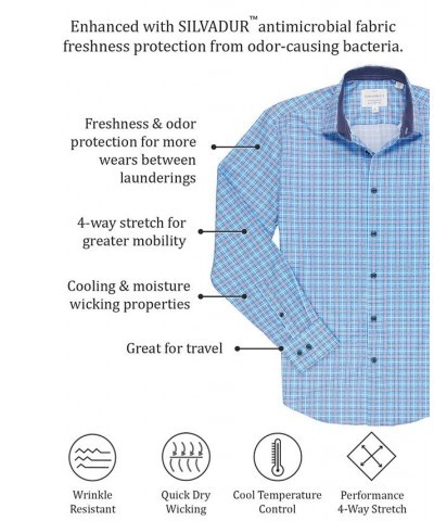 Men's Slim-Fit Check Pattern Performance Dress Shirt PD01 $20.14 Dress Shirts