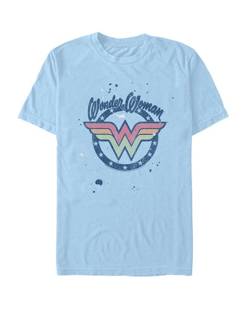 Men's Wonder Woman Splat Logo Short Sleeve T-shirt Blue $17.84 T-Shirts