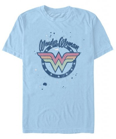 Men's Wonder Woman Splat Logo Short Sleeve T-shirt Blue $17.84 T-Shirts