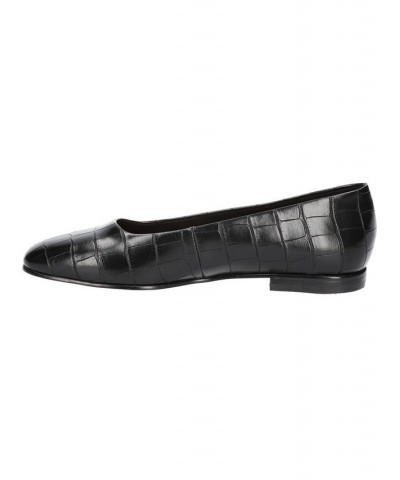 Women's Kimiko Square Toe Flats Black Faux Leather $52.80 Shoes