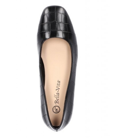 Women's Kimiko Square Toe Flats Black Faux Leather $52.80 Shoes