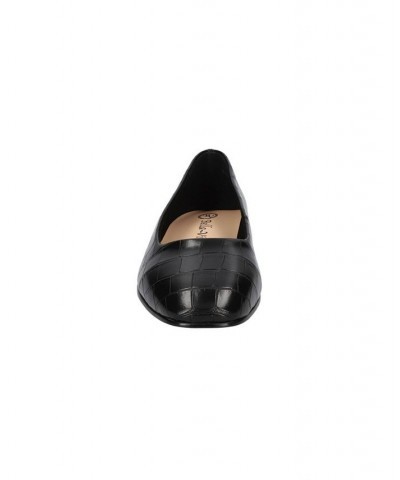 Women's Kimiko Square Toe Flats Black Faux Leather $52.80 Shoes