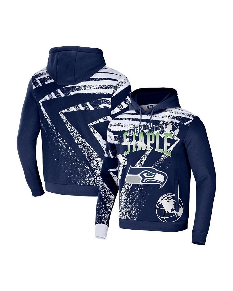 Men's NFL X Staple Navy Seattle Seahawks Team Slogan All Over Print Pullover Hoodie $32.90 Sweatshirt