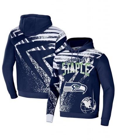 Men's NFL X Staple Navy Seattle Seahawks Team Slogan All Over Print Pullover Hoodie $32.90 Sweatshirt