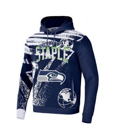 Men's NFL X Staple Navy Seattle Seahawks Team Slogan All Over Print Pullover Hoodie $32.90 Sweatshirt