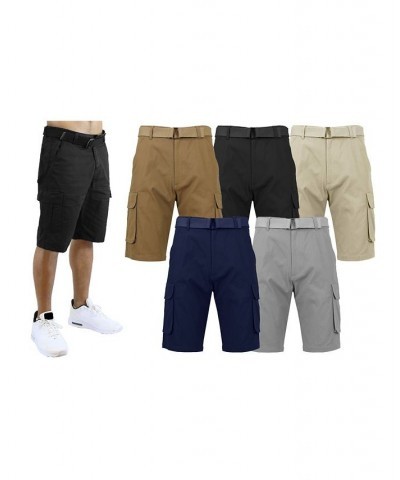 Men's Flat Front Belted Cotton Cargo Shorts, Pack of 2 Black-Navy $24.96 Shorts