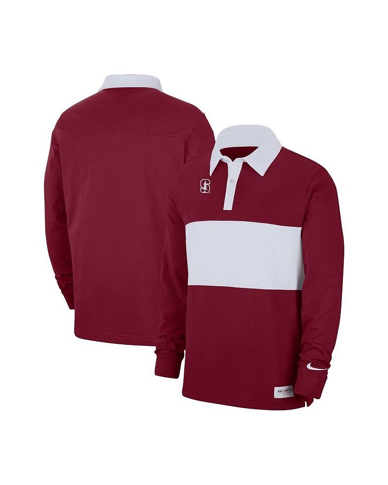 Men's Cardinal Stanford Cardinal Striped Long Sleeve Polo Shirt $30.80 Polo Shirts