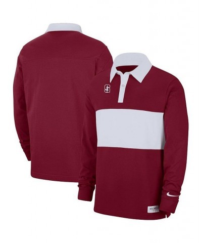 Men's Cardinal Stanford Cardinal Striped Long Sleeve Polo Shirt $30.80 Polo Shirts