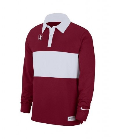 Men's Cardinal Stanford Cardinal Striped Long Sleeve Polo Shirt $30.80 Polo Shirts