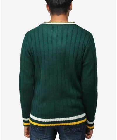 Men's Cable Knit Tipped V-Neck Sweater Rain Forest $27.56 Sweaters