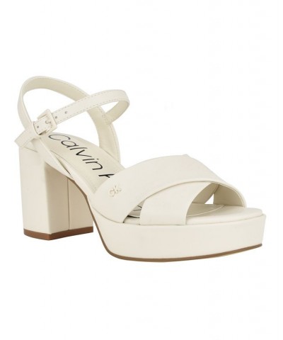 Women's Lorita High Block Heel Dress Sandals Ivory/Cream $51.17 Shoes