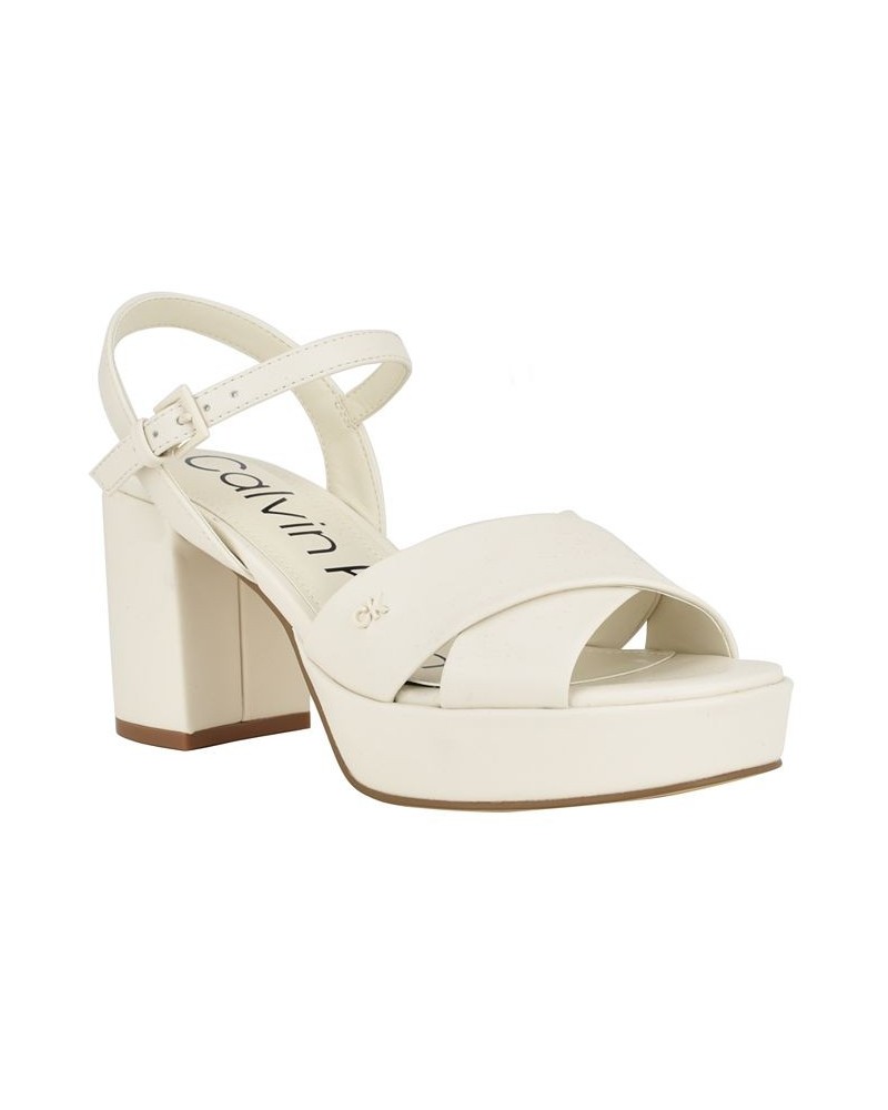 Women's Lorita High Block Heel Dress Sandals Ivory/Cream $51.17 Shoes