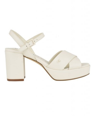 Women's Lorita High Block Heel Dress Sandals Ivory/Cream $51.17 Shoes