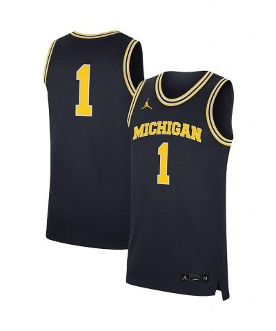 Men's Brand 1 Navy Michigan Wolverines Replica Jersey $38.25 Jersey