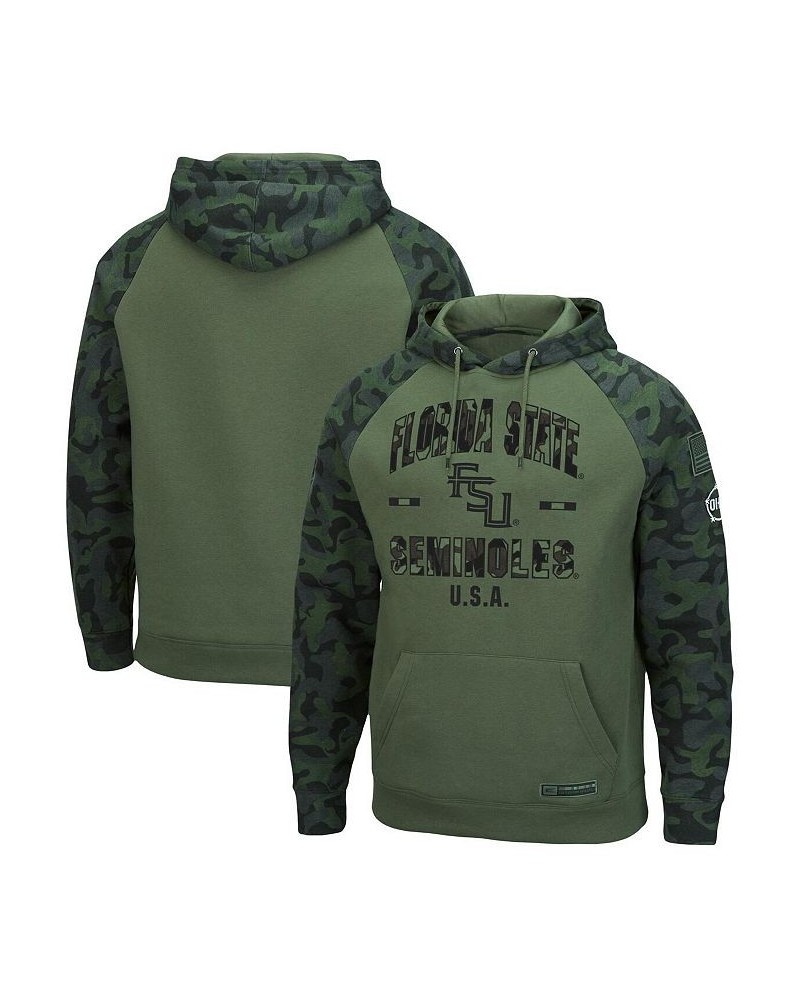 Men's Olive, Camo Florida State Seminoles OHT Military-Inspired Appreciation Raglan Pullover Hoodie $35.25 Sweatshirt