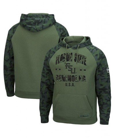 Men's Olive, Camo Florida State Seminoles OHT Military-Inspired Appreciation Raglan Pullover Hoodie $35.25 Sweatshirt