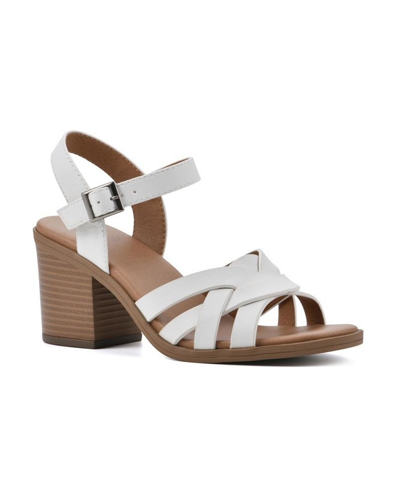 Women's Bergen Stacked Heel Sandals White $42.66 Shoes