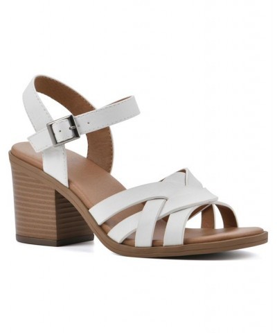 Women's Bergen Stacked Heel Sandals White $42.66 Shoes