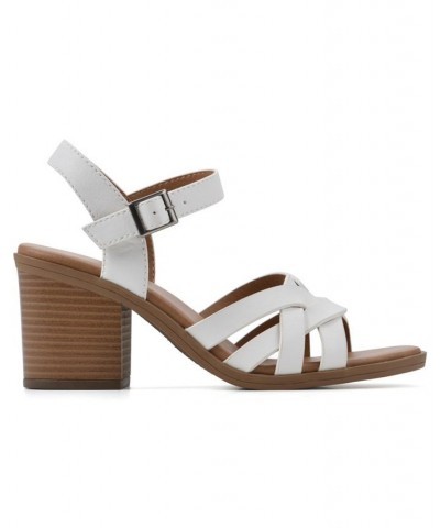 Women's Bergen Stacked Heel Sandals White $42.66 Shoes