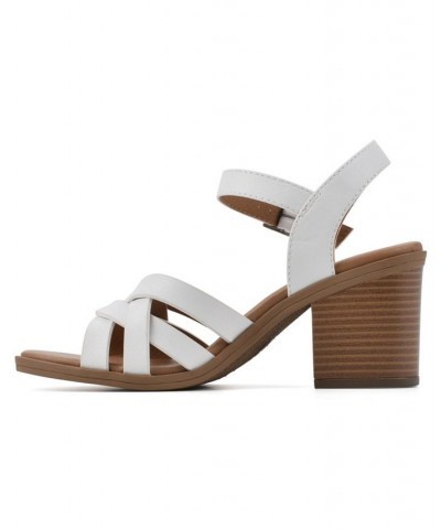 Women's Bergen Stacked Heel Sandals White $42.66 Shoes