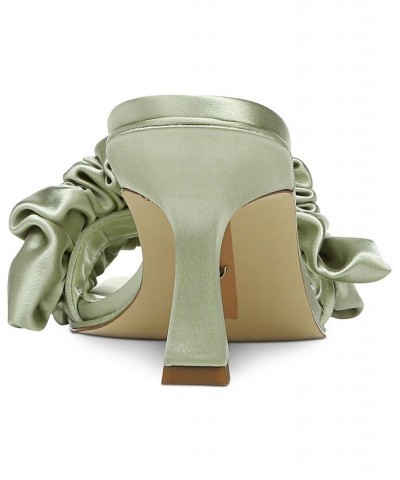 Women's Kady Silk Ruffle Dress Mules Green $45.45 Shoes