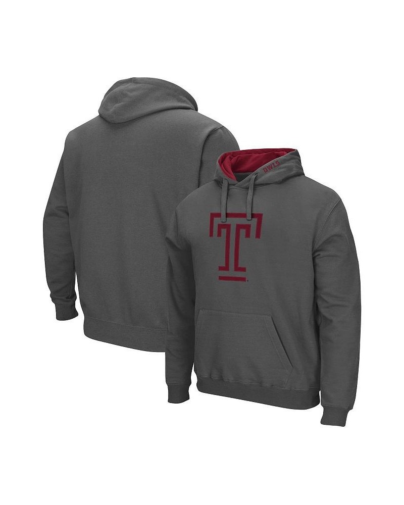 Men's Charcoal Temple Owls Arch and Logo Pullover Hoodie $18.49 Sweatshirt