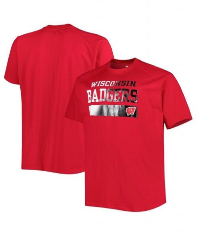 Men's Red Wisconsin Badgers Big and Tall Raglan T-shirt $26.99 T-Shirts