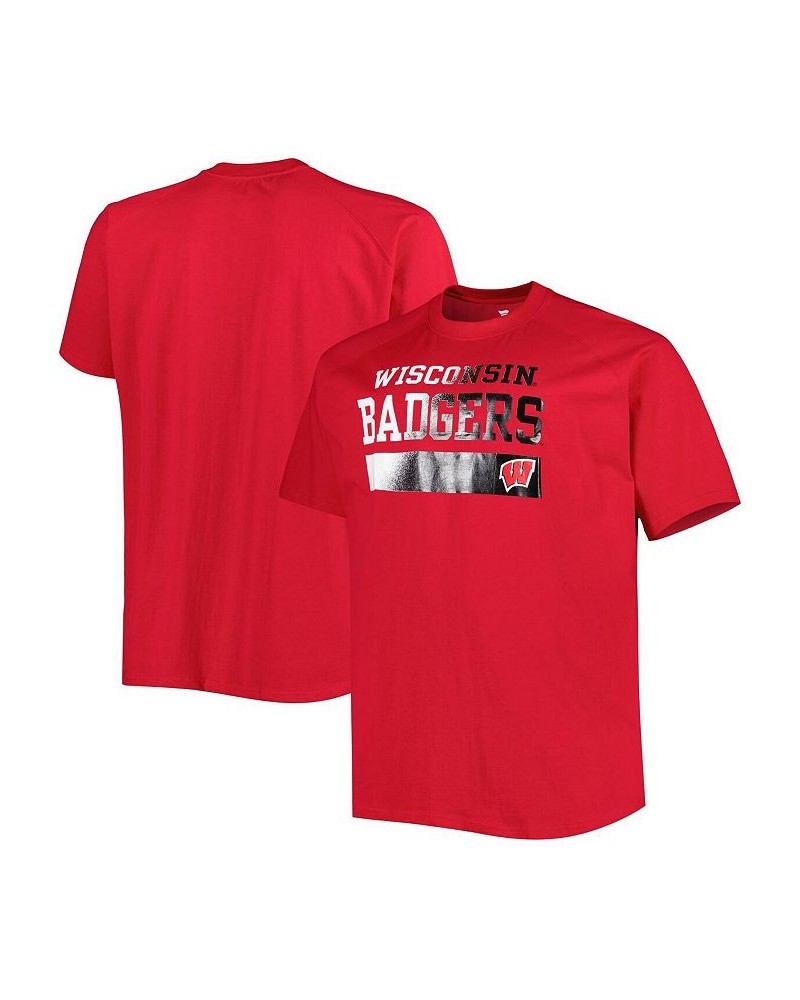 Men's Red Wisconsin Badgers Big and Tall Raglan T-shirt $26.99 T-Shirts